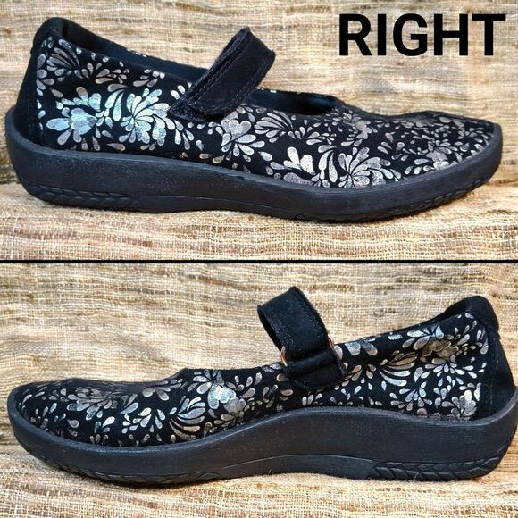 Arcopedico Cosmo Mary Jane Shoes Black Silver Floral Size EU 36 US 6 - Picture 3 of 10